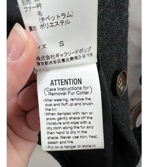 Gray Colored Tweed Wool PAS DE CALAIS Oversized Coat Sz Sm (Missing Fur Collar) - Picture 12 of 15